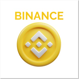 BINANCE 3d front view rendering cryptocurrency Posters and Art